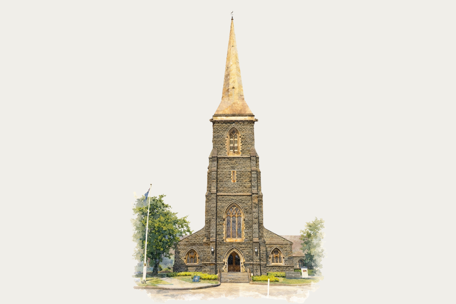 Watercolour of St John's Anglican Church